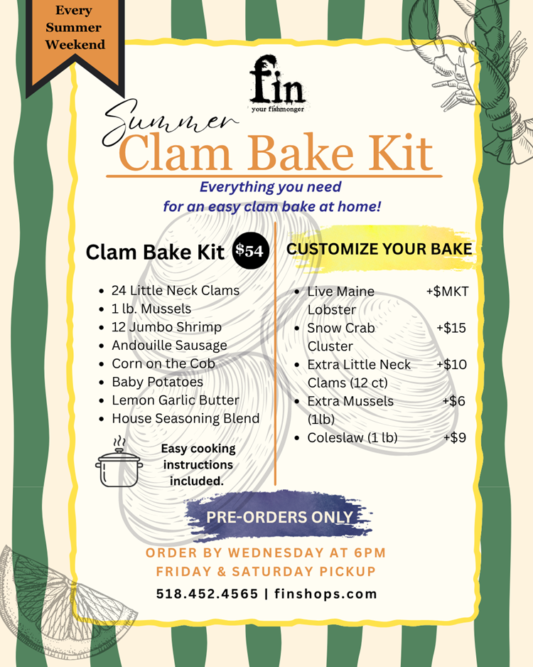 clam bake boil kit live main lobster, little neck clams, capital region, albany, seafood boil 