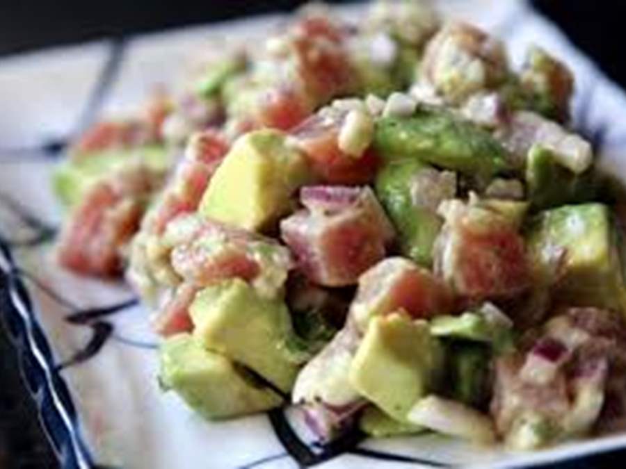 seafood poke with avocado