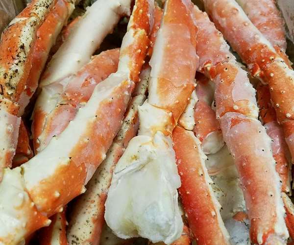 Alaskan King Crab legs can be found in the fin freezer. Already cooked ~ just warm them up!