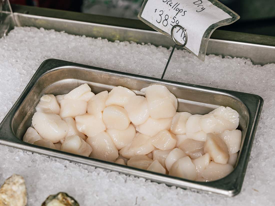 wild dry scallops, fresh, wild 